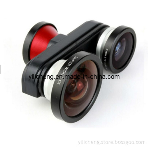 Detachable Professional 4 in 1 Fish Eye + Macro + Super Wide + Self-Timer Fisheye Mobile Phone Lens Kit for iPhone 5 5s Camera